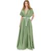 Norma Kamali Women’s Belted Flared Maxi Dress(Vintage Green)