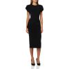 Norma Kamali Women’s Cap Sleeve Shoulder Pad Peplum Dress to Midcalf(Black)