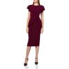 Norma Kamali Women’s Cap Sleeve Shoulder Pad Peplum Dress to Midcalf(Plum)