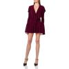 Norma Kamali Women’s Long Sleeve Deep V Ruffle Mini Dress(Plum)
