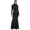 Norma Kamali Women’s Long Sleeve Turtle Fishtail Gown(Woven Pinstripe)