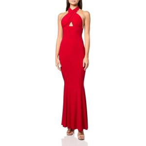 Norma Kamali Women’s Cross Halter Fishtail Gown (25)(Tiger Red)
