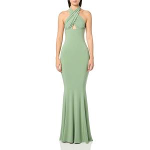 Norma Kamali Women’s Cross Halter Fishtail Gown (25)(Vintage Green)