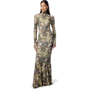 Norma Kamali Women’s Long Sleeve Turtle Fishtail Gown(Autumn Leaves)