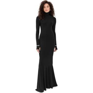 Norma Kamali Women’s Long Sleeve Turtle Fishtail Gown(Black)