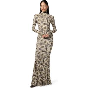 Norma Kamali Women’s Long Sleeve Turtle Fishtail Gown(Fall Flowers)