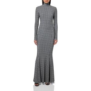 Norma Kamali Women’s Long Sleeve Turtle Fishtail Gown(Large Houndstooth)