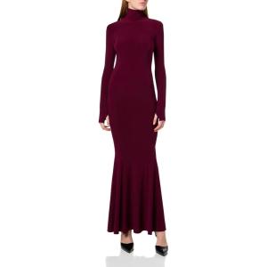 Norma Kamali Women’s Long Sleeve Turtle Fishtail Gown(Plum)