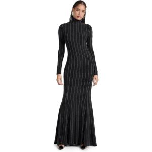 Norma Kamali Women’s Long Sleeve Turtle Fishtail Gown(Woven Pinstripe)