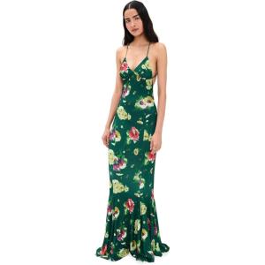 Norma Kamali Women’s Low Back Slip Fishtail Gown(Floral Green Multi)