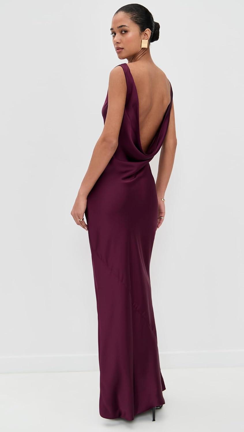 imageNorma Kamali Womens Sleeveless Low Back Drape GownPlum