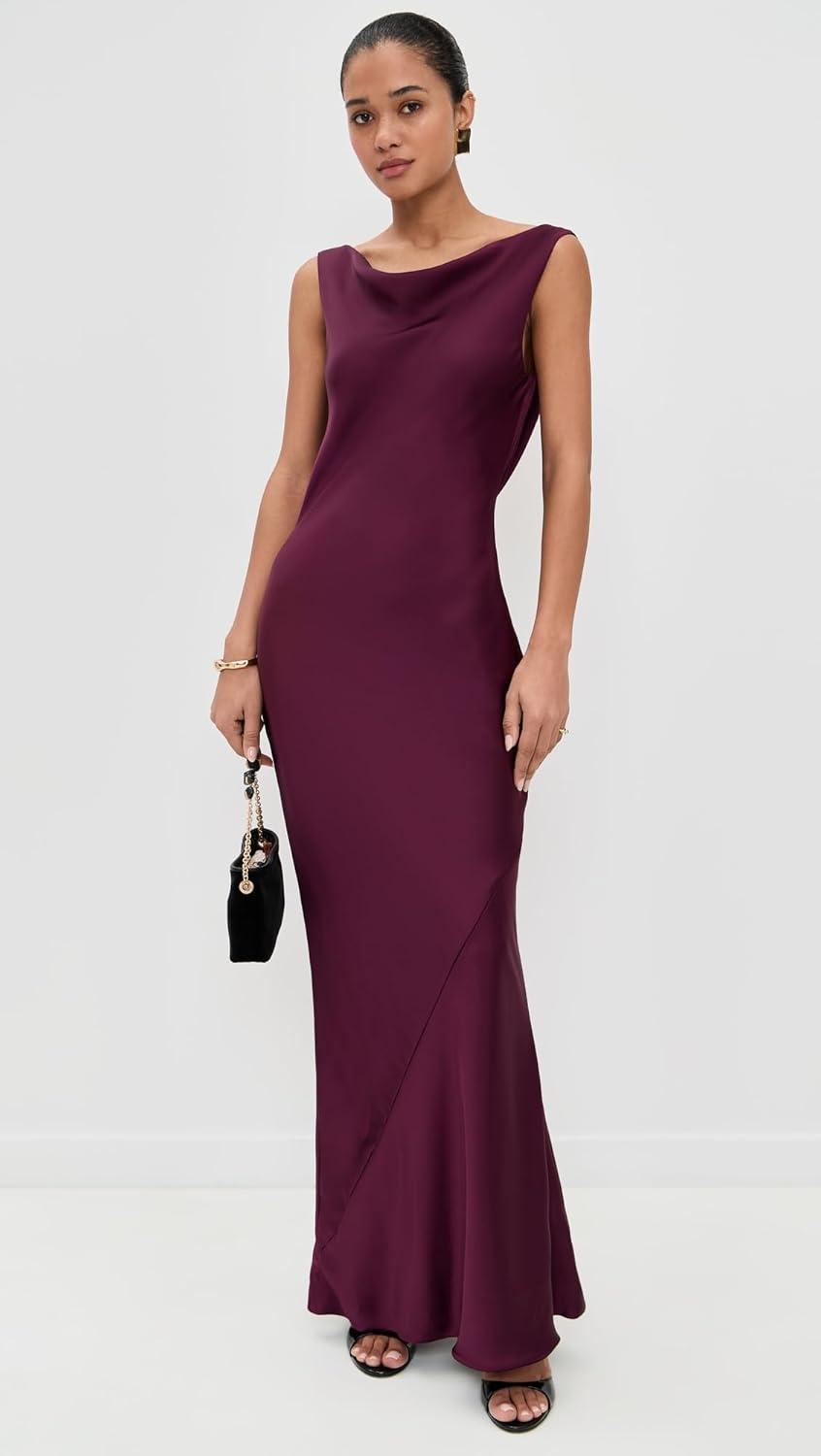 imageNorma Kamali Womens Sleeveless Low Back Drape GownPlum