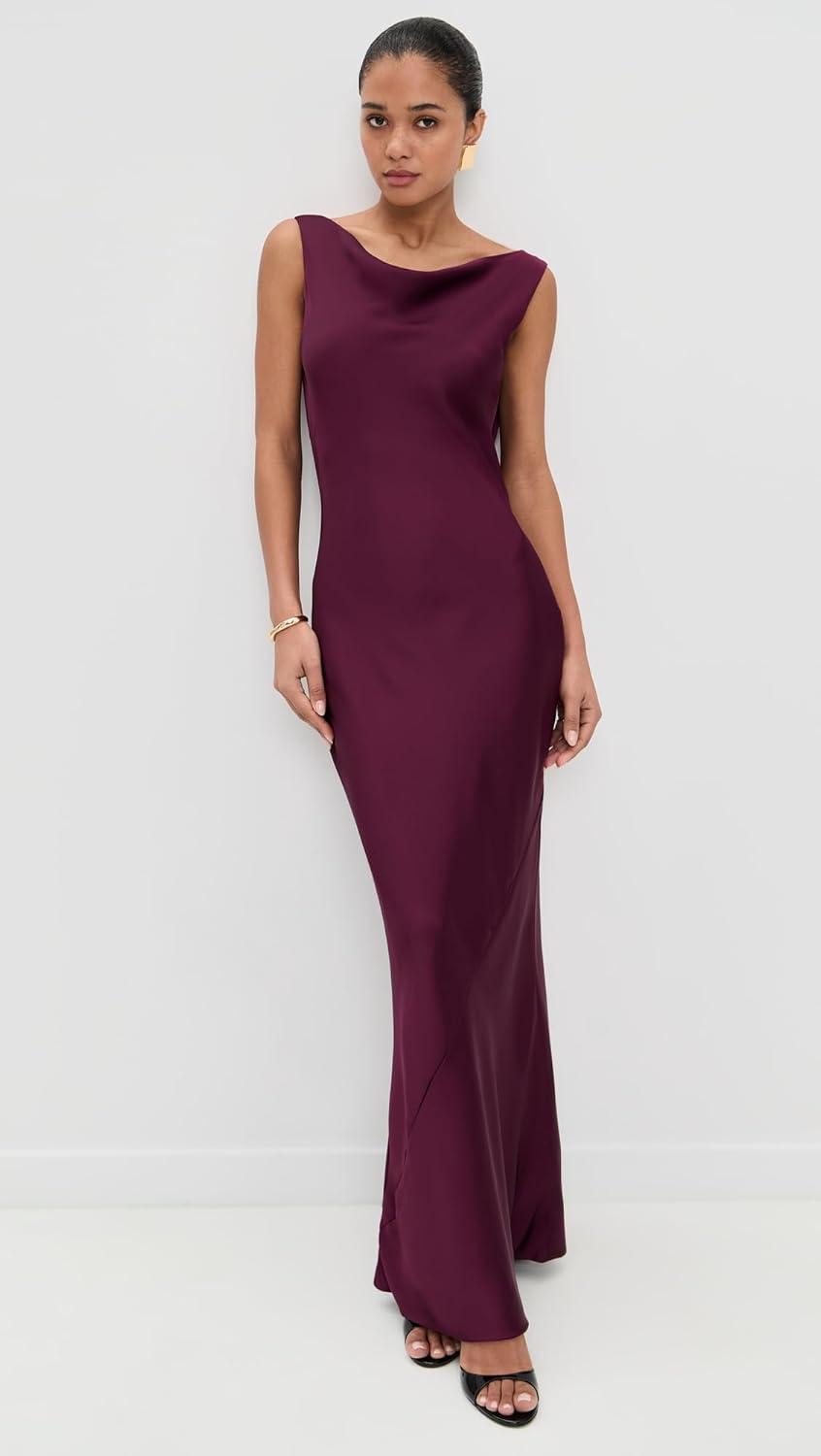 imageNorma Kamali Womens Sleeveless Low Back Drape GownPlum