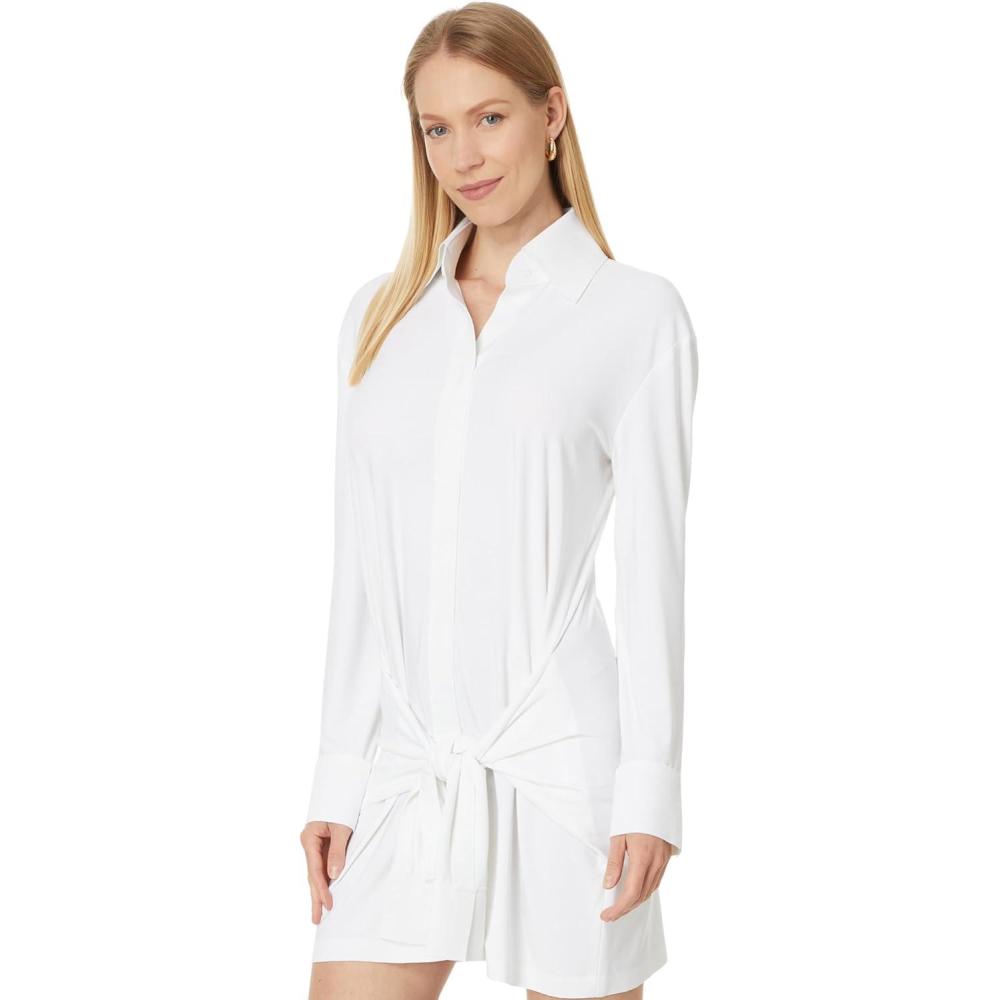 imageNorma Kamali Womens Four Sleeve Nk Shirt Mini DressSnow White