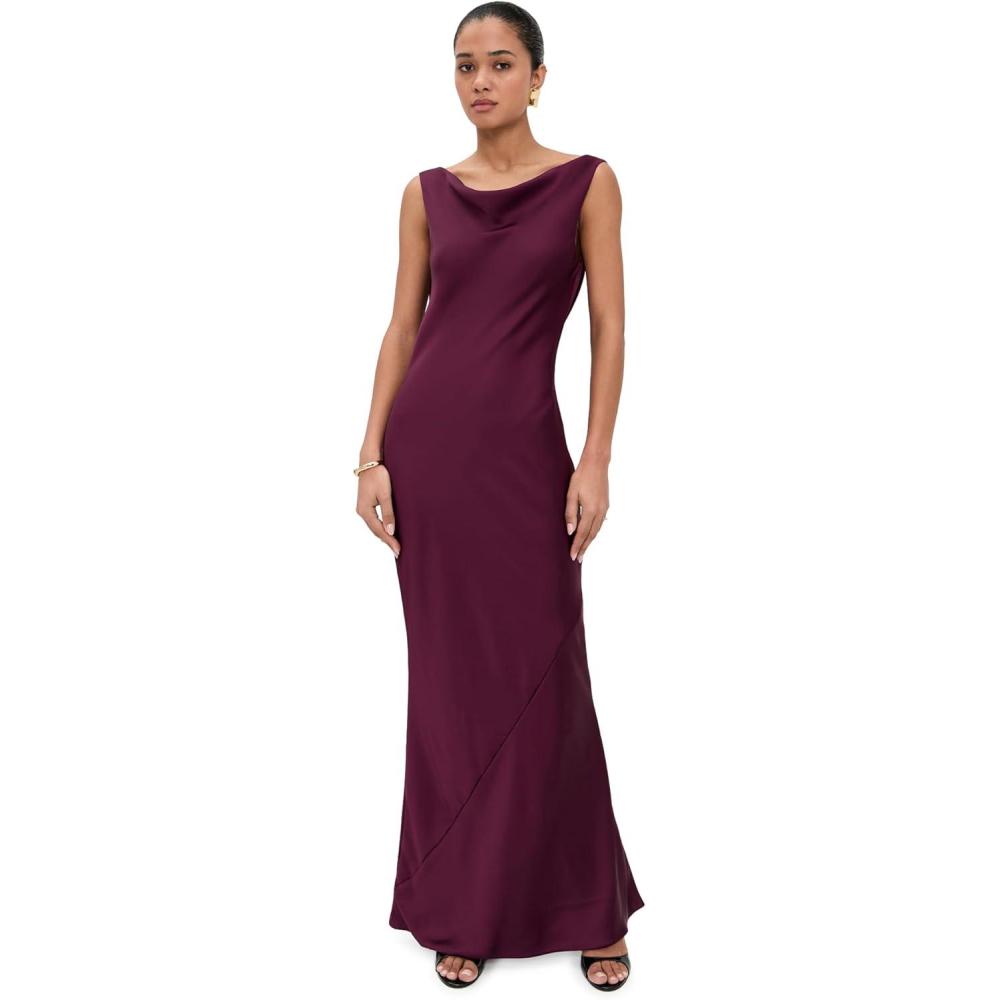 imageNorma Kamali Womens Sleeveless Low Back Drape GownPlum