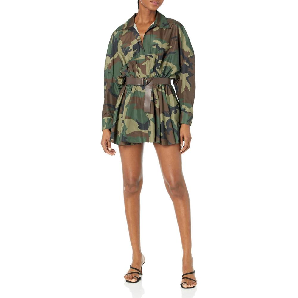 imageNorma Kamali Womens Super Oversized Bf Nk Shirt Flared Mini DressCamo