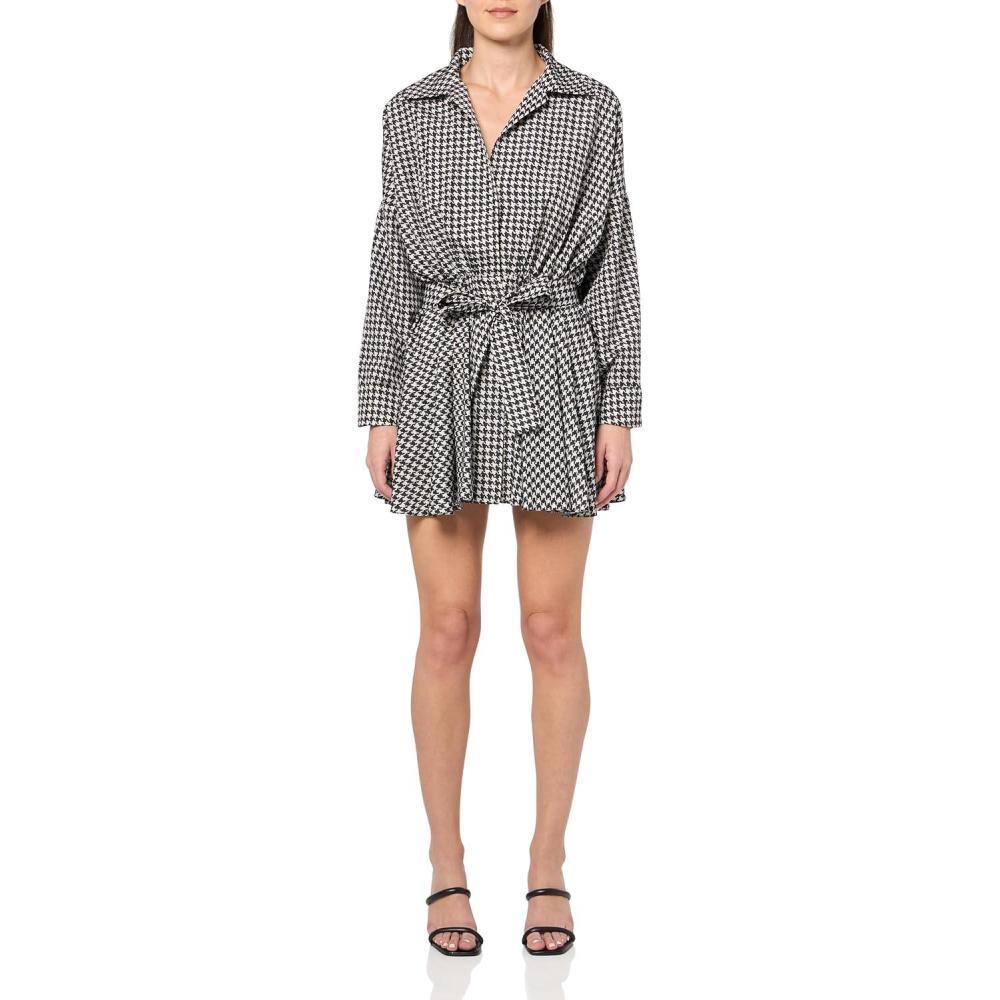 imageNorma Kamali Womens Super Oversized Bf Nk Shirt Flared Mini DressLarge Houndstooth