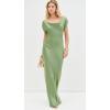 Norma Kamali Women’s Cap Sleeve Maria Gown(Vintage Green)
