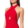 Norma Kamali Womens Cross Halter Pickleball Dress(Tiger Red)