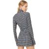 Norma Kamali Womens Long Sleeve Turtleneck Pickleball Dress(Large Houndstooth)