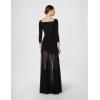 Norma Kamali Women’s Off Shoulder Sweetheart Combo Flared Gown(Black/Black Mesh)
