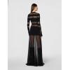 Norma Kamali Womens Spliced Long Sleeve Flared Gown W/Mesh Skirt(Black/Black Mesh)