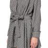 Norma Kamali Womens Super Oversized Bf Nk Shirt Flared Mini Dress(Large Houndstooth)