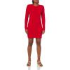 Norma Kamali Women’s Long Sleeve Crewneck Mini Dress(Tiger Red)