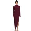 Norma Kamali Women’s Long Sleeve Turtle Neck Side Drape Gown (25)(Plum)