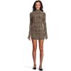 Norma Kamali Womens Long Sleeve Turtleneck Pickleball Dress(Choc Glenn Plaid Twd)