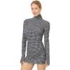 Norma Kamali Womens Long Sleeve Turtleneck Pickleball Dress(Large Houndstooth)