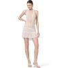 Norma Kamali Womens Ruffle Halter Mini Dress(Snow White/Nude)
