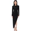 Norma Kamali Women’s Shoulder Pad V Neck Side Drape Gown(Black)