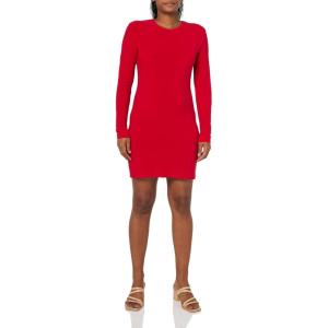 Norma Kamali Women’s Long Sleeve Crewneck Mini Dress(Tiger Red)