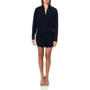 Norma Kamali Womens Oversized Bf Nk Shirt Shirred Bottom Mini Dress(Midnight)