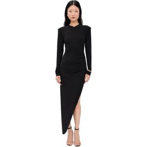 Norma Kamali Women’s Shoulder Pad V Neck Side Drape Gown(Black)