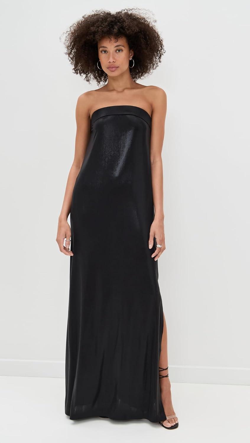 imageNorma Kamali Womens Strapless Tailored Side Slit GownBlack