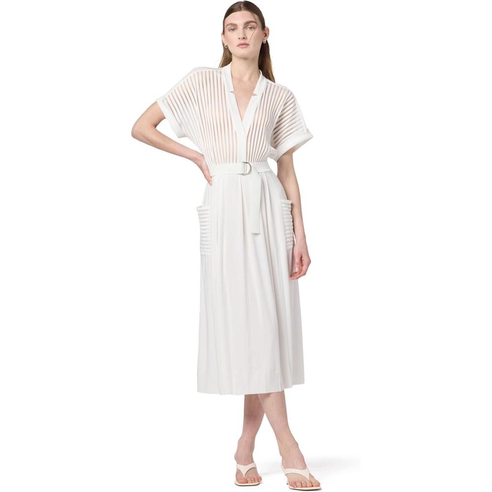 imageNorma Kamali Womens Geralyn Short Sleeve Dress to MidcalfSnow White