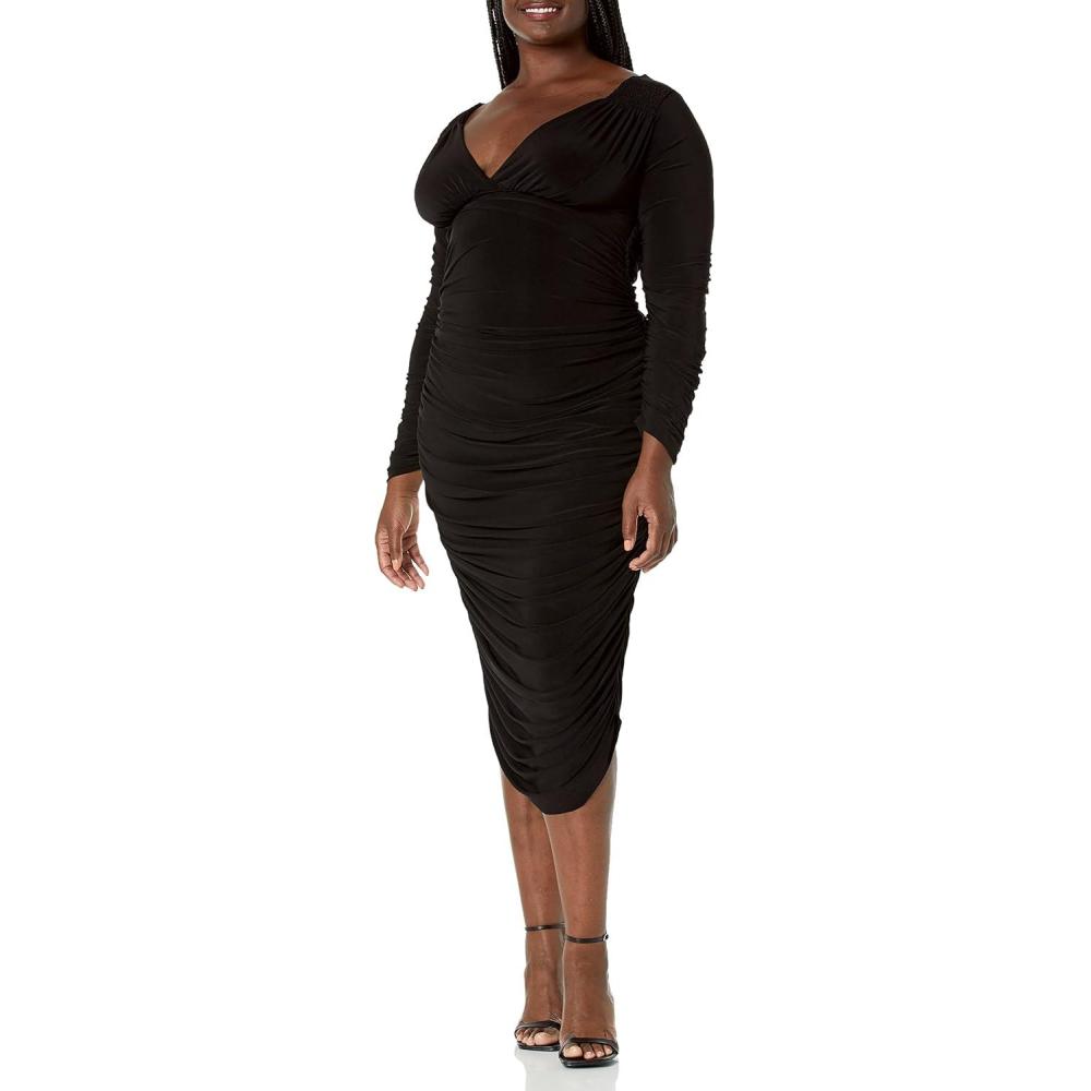 imageNorma Kamali Womens Long Sleeve Tara DressBlack