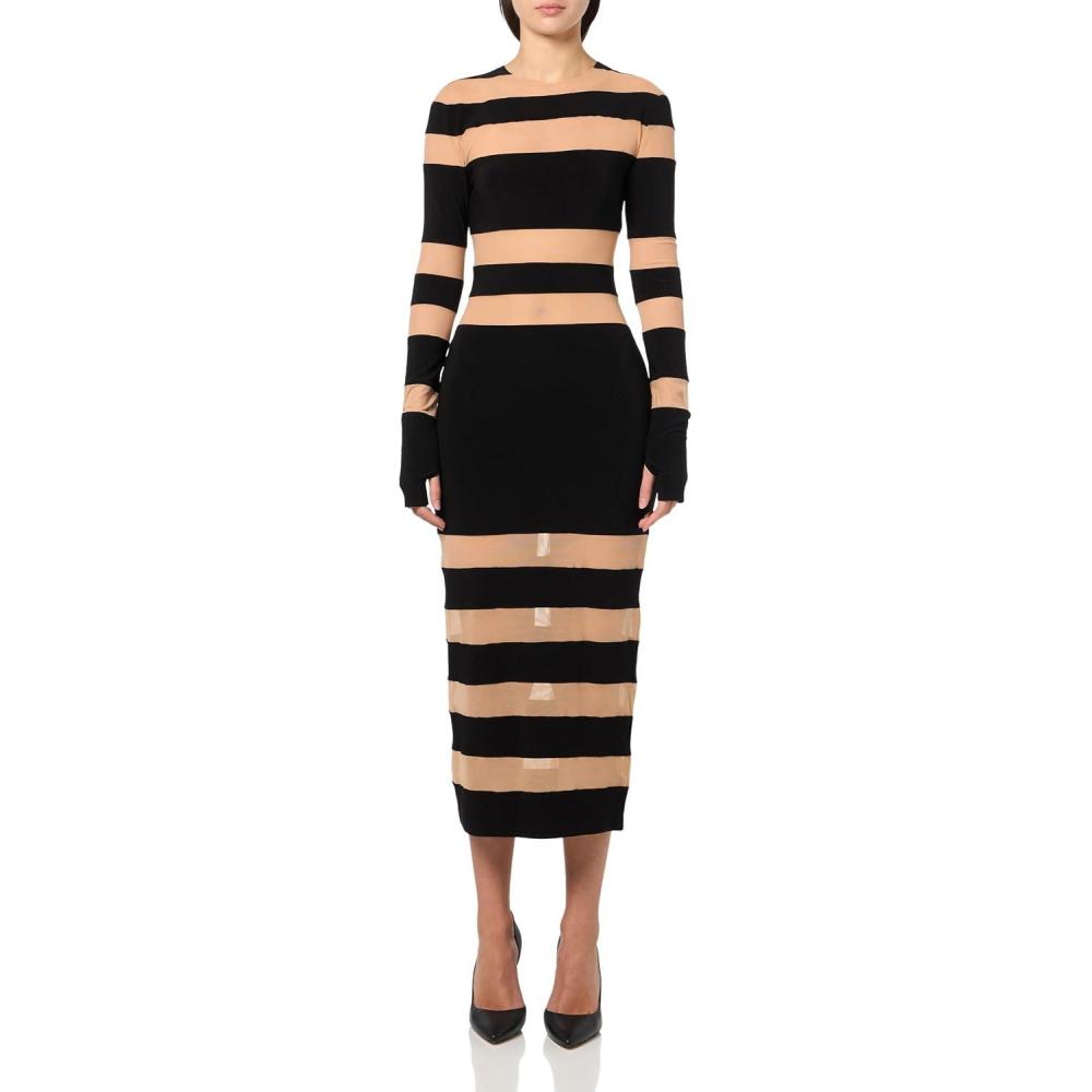 imageNorma Kamali Womens Spliced DressBlackNude Mesh