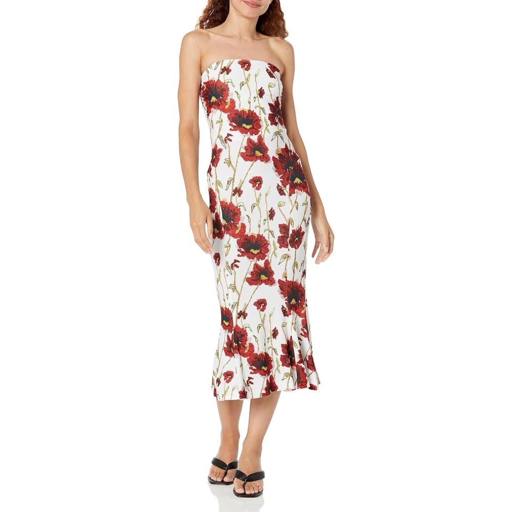 imageNorma Kamali Womens Strapless Fishtail DressWhite Poppy
