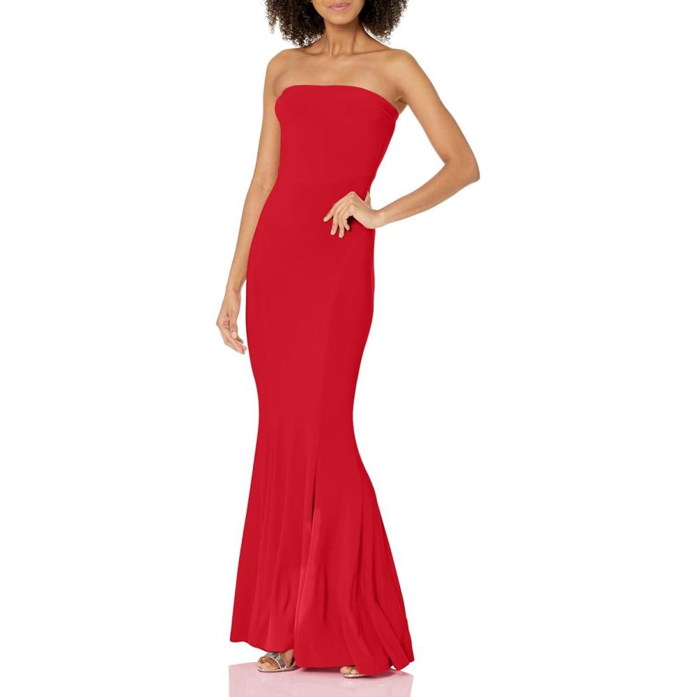 imageNorma Kamali Womens Strapless Fishtail GownTiger Red