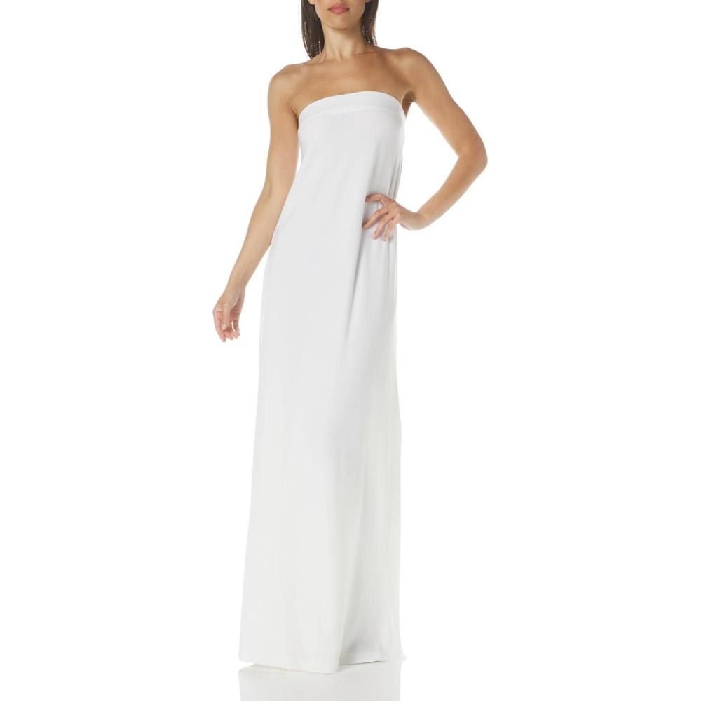 imageNorma Kamali Womens Strapless Tailored Side Slit GownSnow White