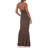 Norma Kamali Womens Halter Turtle Fishtail Gown(Chocolate)