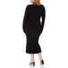 Norma Kamali Womens Long Sleeve Turtle Fishtail Dress to Midcalf(Black)