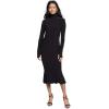 Norma Kamali Womens Long Sleeve Turtle Fishtail Dress to Midcalf(Black)