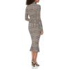 Norma Kamali Womens Long Sleeve Turtle Fishtail Dress to Midcalf(Choc Glenn Plaid Twd)
