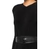 Norma Kamali Womens Ls Shoulder Pad V Neck Flared Dress to Midcalf(Black)