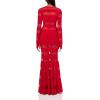 Norma Kamali Womens Spliced Dress Fishtail Gown(Tiger Red/Tiger Red)