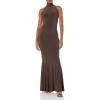 Norma Kamali Womens Halter Turtle Fishtail Gown(Chocolate)